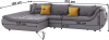 Rohová sedací souprava BRATO, rozkládací s úložným prostorem, levá, šedá/šedohnědá/oranžová
