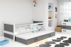 Dětská postel Riky II 90x200 s přistýlkou, bílá/modrá