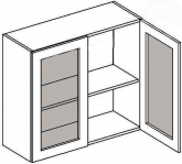 Horní kuchyňská skříňka MERLIN W80W 2-dveřová, bílá lesk/mraž. sklo