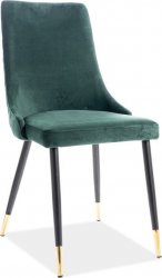 Designová jídelní židle PIANO, velvet zelená/kov černá/zlatá