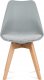Jídelní židle CT-722 GREY, šedý plast, šedá tkanina, masiv natural