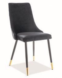 Designová jídelní židle PIANO, velvet černá/kov černá/zlatá