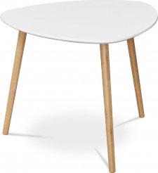 Stůl konferenční 55x55x45 cm,  MDF bílá deska,  nohy bambus přírodní odstín AF-1134 WT