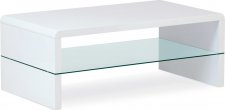 Konferenční stolek AHG-402 WT, bílý lesk/čiré sklo