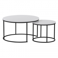 Kulatý konferenční stolek IKLIN, set 2 kusů, bílá/černá