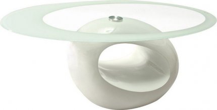 Oválný konferenční stolek ETNA bílý plast/sklo