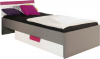 Dětská postel LOBETE 09, 90x200 s úložným prostorem, šedá/bílá/fialová