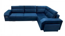 Rohová sedací souprava ALVIN rozkládací s úložným prostorem, pravá, tmavě modrá Monolith 77