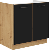 Spodní kuchyňská skříňka MONRO 80ZL 2F BB, dřezová, černý mat/dub artisan