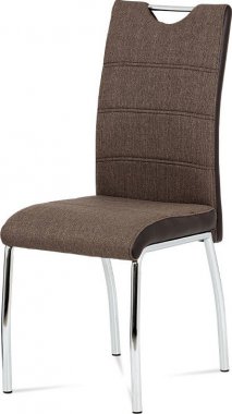 Jídelní židle HC-586 COF2 coffee látka, hnědá ekokůže/chrom