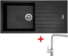 Dřez s odkapem Sinks PERFECTO 1000 Pureblack+baterie ELKA - PE10026ELCL