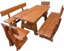 Dřevěná zahradní sestava OM-266, (1x stůl + 2x lavice + 2x židle) výběr barev