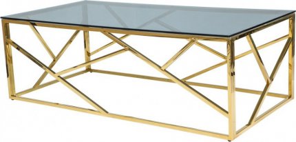 Konferenční stolek MACADA A zlatý kov/kouřové sklo