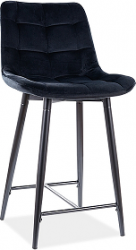 CHIC H2 Velvet -barová židle, látka ČERNÁ Bluvel 19/nohy černý kov  (S) -(CHICH2VCBE)-1BALÍK)(K150-E)