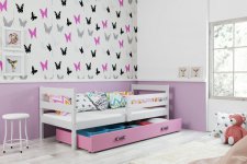 Dětská postel Norbert 90x200 s úložným prostorem, bílá/růžová
