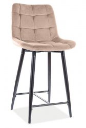 Barová židle SIK VELVET béžová/černý kov