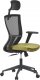 Kancelářská židle, černá MESH síťovina, světle zelená látka, houpací mechanismus, plastový kříž, kolečka pro tvrdé podla KA-V328 GRN
