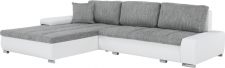 Rohová sedací souprava TONIKS, rozkládací s úložným prostorem, eko bílá/látka Berlin 01 šedý melír