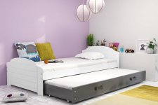 Dětská postel Lizzie II 90x200 s přistýlkou, bílá/grafit
