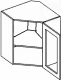 Kuchyňská rohová horní skříňka MERLIN WR60WP h. bílá lesk/čiré sklo