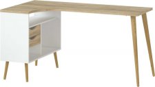 Rohový psací stůl Retro 450 bílá/dub