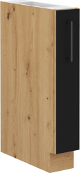 Spodní kuchyňská skříňka MONRO 15 D CARGO s výsuvným košem, černý mat/dub artisan