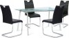 Jídelní židle WE-5076 BK, chrom/koženka černá s bílým prošitím
