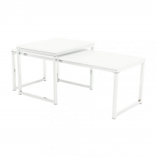 Konferenční stolek MAGNO TYP 2, set 2 kusů, bílá matná/chrom