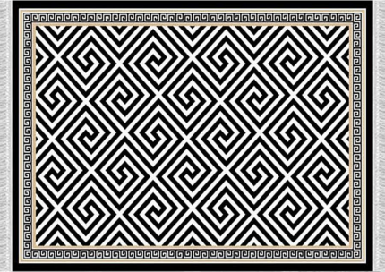 Koberec, černo-bílý vzor, 80x150, MOTIVE