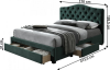 Čalouněná postel KESADA 160x200, s úložným prostorem, smaragdová Velvet