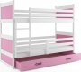 Patrová postel Riky s úložným prostorem, bílá/růžová