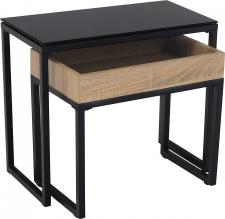 Odkládací stolek DAGOR, set 2 kusů, dub/černá