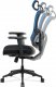 Kancelářská židle KA-M04 BLUE, černá látka+modrá síťovina, synchronní mech., plastový kříž