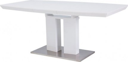 DIVANI  jídelní stůl bílá vysoký lesk / kartáčovaný chrom  (S) (K150-E)