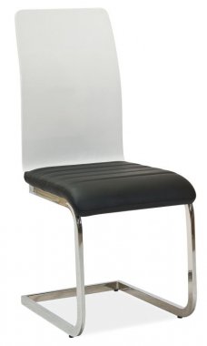 H 791  jídelní židle eco černá/ záda bílá lesk/chrom ( H791TCB ) (S) (K150-Z)