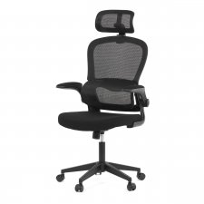 Židle kancelářská, černý mesh, černý plast, nastavitelný podhlavník, bederní opěrka KA-E530 BK