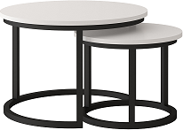 TRENTO - Konferenční stolek sada 2kusy - lamino BÍLÁ/ noha kov ČERNÝ (Toronto stolik kawowy=2balíky)(IZ) (K150)