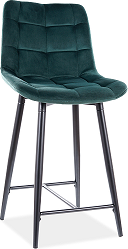 CHIC H2 Velvet -barová židle, látka TM. ZELENÁ Bluvel 78/nohy černý kov  (S) -(CHICH2VCZ)-1BALÍK)(K150-E)