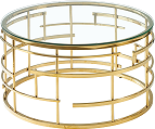 LIVIA 80 -konferenční stolek kulatý- NEREZOVÁ OCEL ZLATÁ/čiré sklo tvrzené (LIVIAZLTR=1balík) (S) (K150-E)